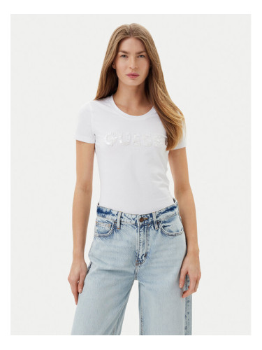 Guess Тишърт W5GI17 J1314 Бял Slim Fit