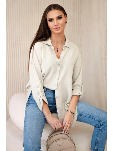 Kesi Włoski Cotton muslin shirt oversize dark beige