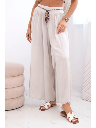 Kesi Włoski Women's wide-leg viscose trousers dark beige