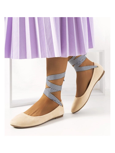 Gemre Beige ballet flats with a bow Acro