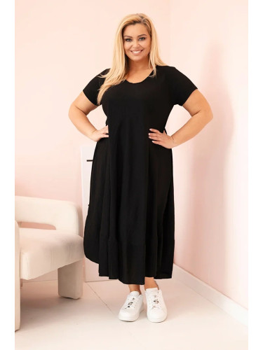 Kesi Włoski Plus size women's dress with short sleeves and ruffle made of light viscose black