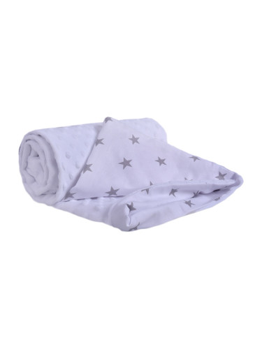 Medi Partners Blanket 75x100 cotton + minky – Gray stars on white + white minky