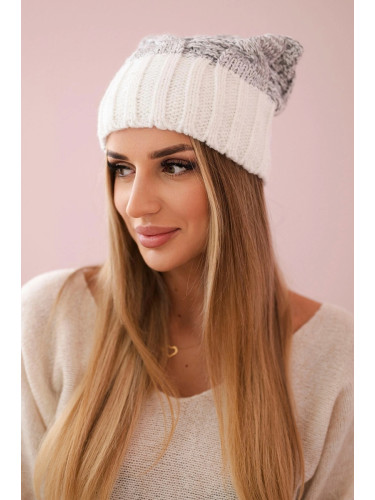 Kesi Cap with fleece Paryż K213 white + gray