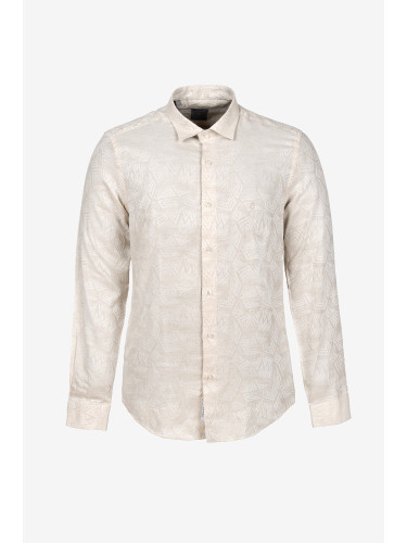 Риза слим жакард екрю