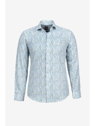 Риза слим фит зелена флорал лен 1