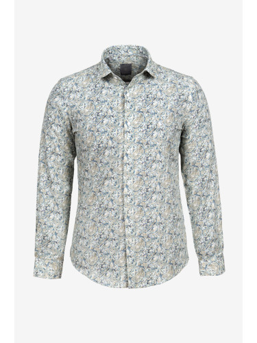 Риза слим фит лен зелена флорал