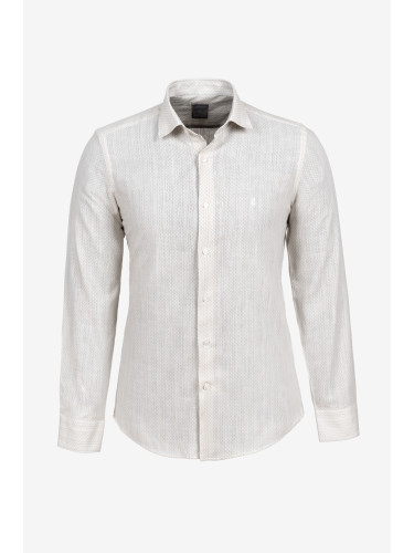 Риза слим фит лен беж