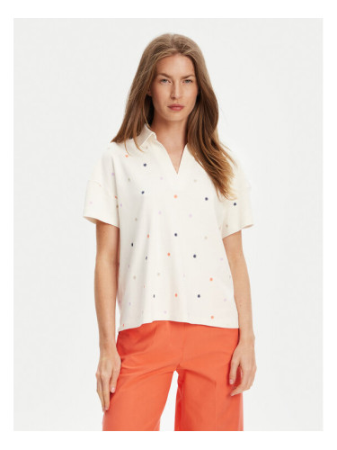 United Colors Of Benetton Тениска с яка и копчета 36QJD300X Бежов Regular Fit