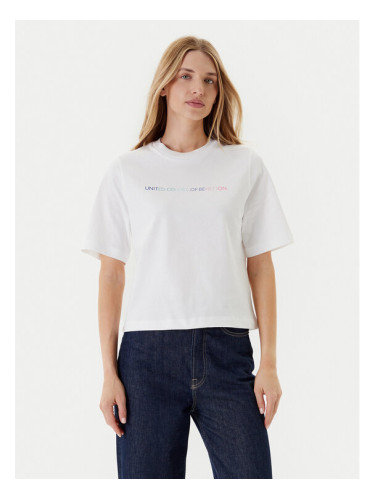 United Colors Of Benetton Тишърт 3BL0D109D Бял Relaxed Fit