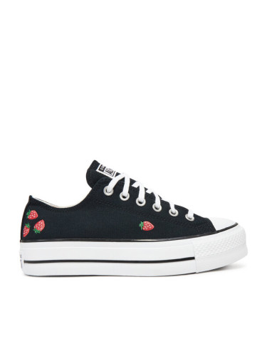 Converse Кецове Chuck Taylor All Star Lift Platform Embroidered Strawberries A14935C Черен
