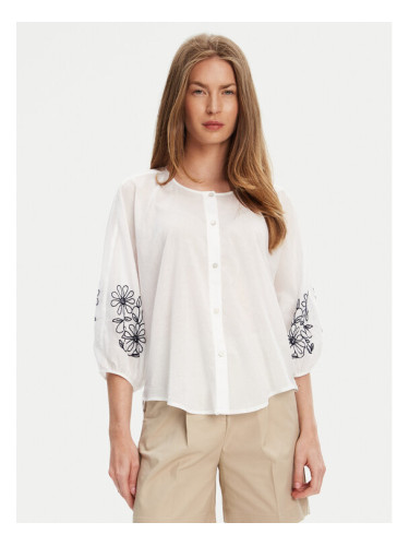 United Colors Of Benetton Риза 5VZCDQ0BN Бял Relaxed Fit