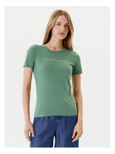 United Colors Of Benetton Тишърт 3GA2E16A2 Зелен Regular Fit