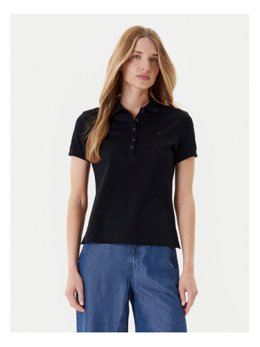 United Colors Of Benetton Тениска с яка и копчета 3TQJD300W Черен Slim Fit