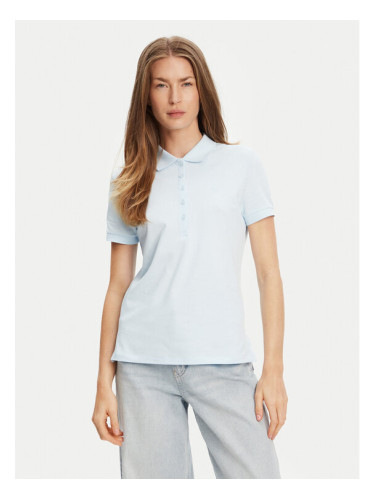 United Colors Of Benetton Тениска с яка и копчета 3TQJD300W Светлосиньо Slim Fit