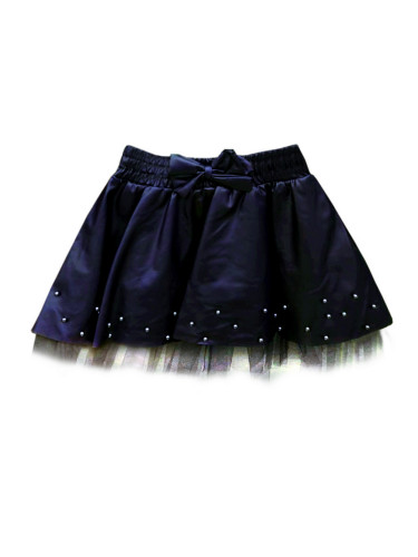 Детска кожена пола в тъмносиньо с тюл 748833