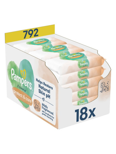 Pampers Harmonie Protect&Care мокри почистващи кърпички за деца с невен 792 бр.