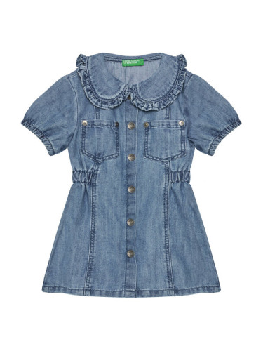 United Colors Of Benetton Дънкова рокля 41DWGV029 Син Regular Fit