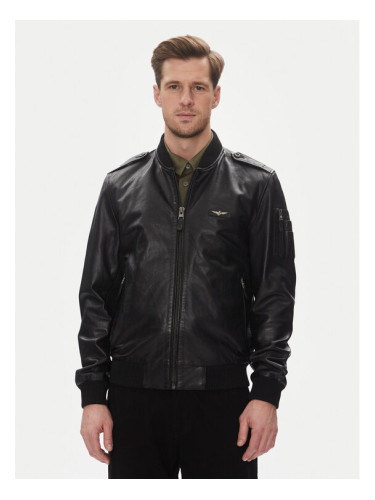 Aeronautica Militare Кожено яке 251PN5044PL266 Черен Regular Fit