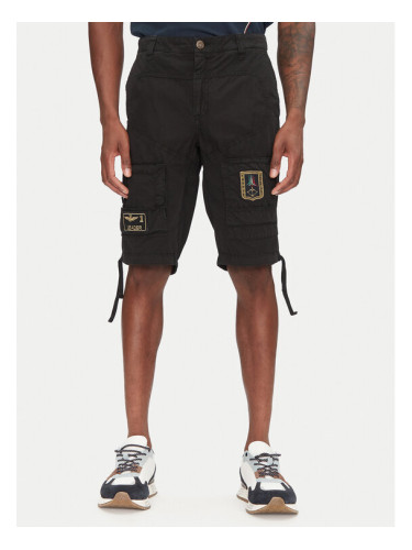 Aeronautica Militare Шорти от плат 251BE041CT1122 Черен Regular Fit