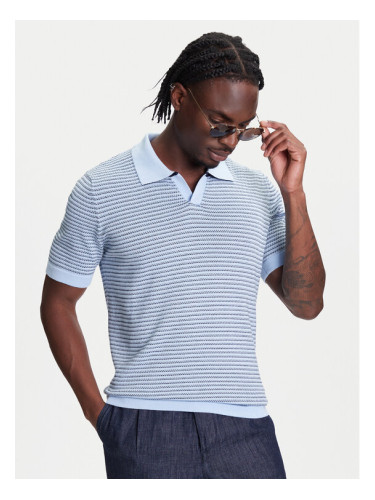 United Colors Of Benetton Тениска с яка и копчета 1094K301J Син Regular Fit