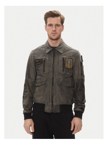 Aeronautica Militare Кожено яке 251PN5047PL00300 Сив Regular Fit