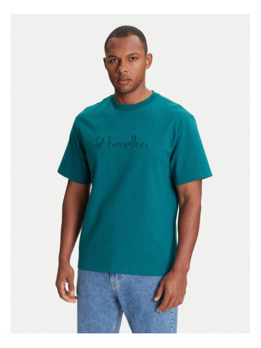 United Colors Of Benetton Тишърт 3MI6U109O Зелен Oversize