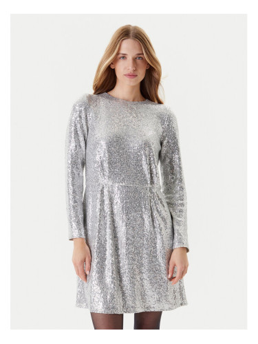 United Colors Of Benetton Коктейлна рокля 4RO6DV0AC Сребрист Regular Fit