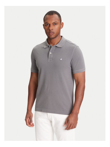 United Colors Of Benetton Тениска с яка и копчета 3089J3179 Сив Regular Fit