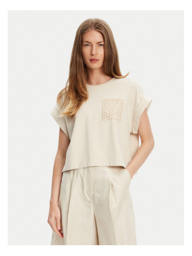 United Colors Of Benetton Тишърт 3IFVD10AF Бежов Boxy Fit