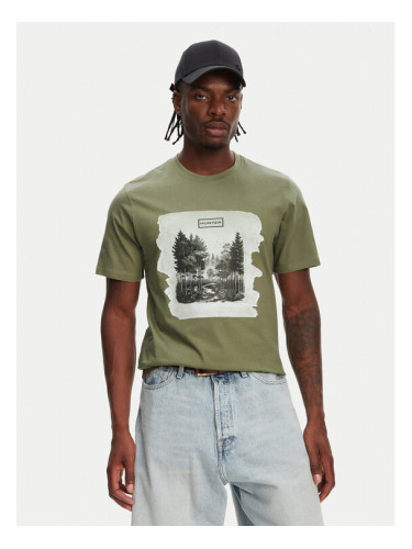 Hunter Тишърт Duart Graphic HARM0033251 Каки Regular Fit
