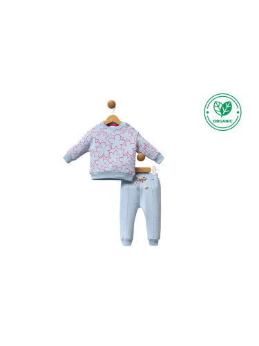 Органик ватиран бебешки комплект Flowers Blue
