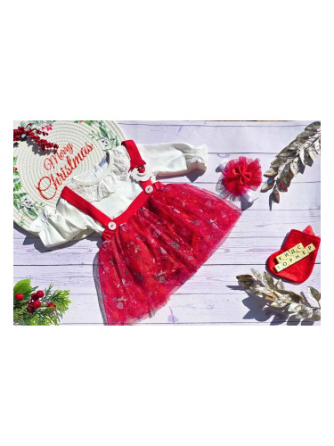 Коледен бебешки комплек с боди рокля