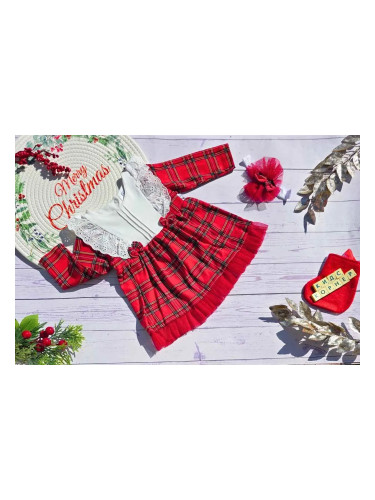 Коледна бебешка рокля и аксесоар