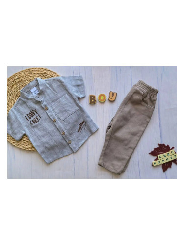 Елегантен бебешки комплект с риза от плетиво