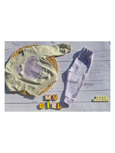 Бебешки памучен комплект Miss Smile Purple