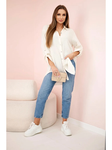 Kesi Włoski Cotton muslin shirt oversize light beige