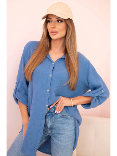Kesi Włoski Cotton muslin shirt oversize dark denim