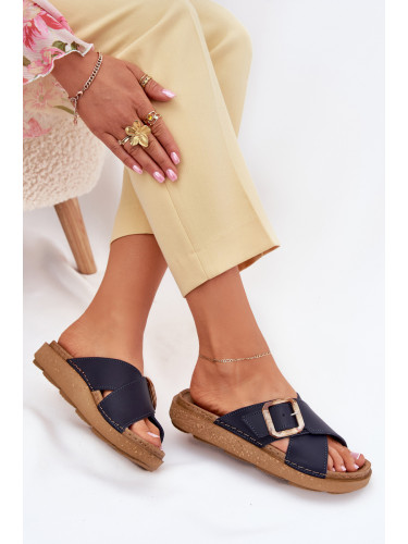 Дамски Кожени Сандали С Катарама Inblu Тъмносини