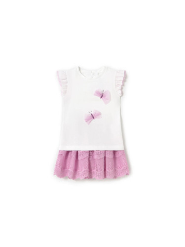 Mayoral Комплект тишърт и поличка 1929 Розов Regular Fit