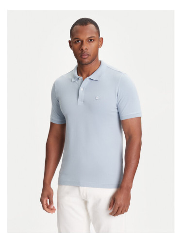 United Colors Of Benetton Тениска с яка и копчета 3WG9U301Z Син Slim Fit