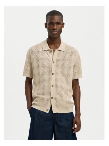 Selected Homme Риза 16097564 Бежов Regular Fit