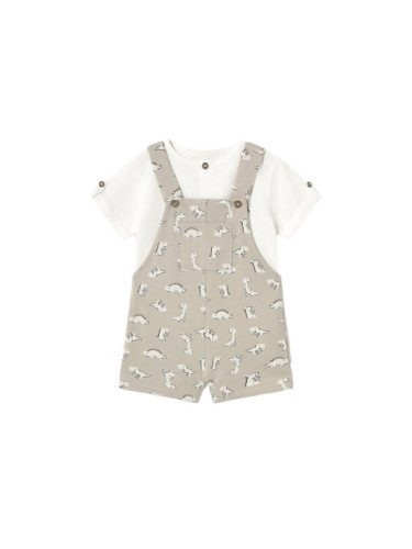 Mayoral Комплект тишърт и гащеризон 1650 Бежов Regular Fit