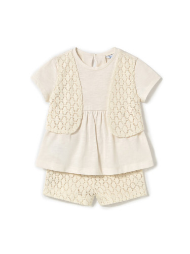 Mayoral Комплект тишърт и панталонки 1239 Бежов Regular Fit