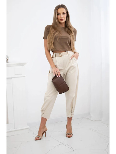 Kesi Włoski Summer Punto trousers with leg closure beige