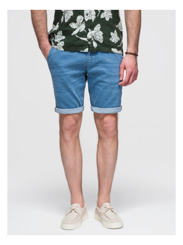 Ombre Men's denim shorts with rolled up leg - light blue