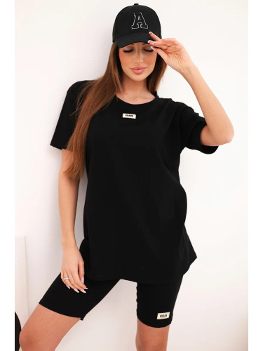 Kesi Włoski Women's cotton set with short sleeves and shorts black