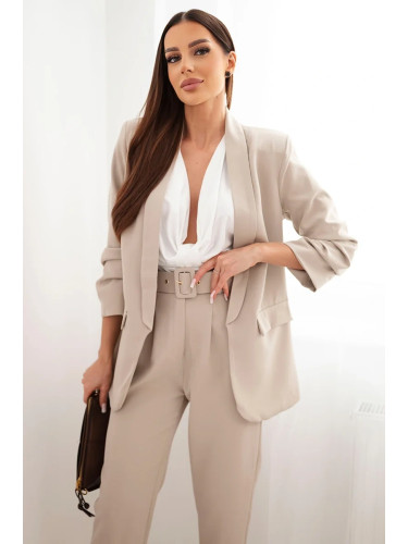 Kesi Włoski Elegant set of jackets and trousers dark beige