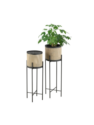 Стойка за растения Colfontaine, Комплект от 2 цветни, черен пясък