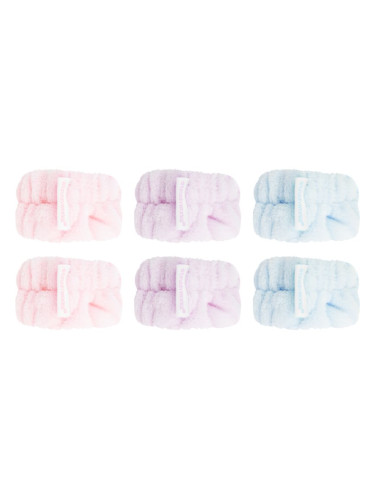 Brushworks Pastel Microfibre Wrist Wash Bands гривни против стичаща се вода при миене на лицето 6 бр.
