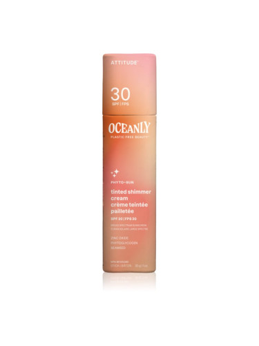 Attitude Oceanly Plastic Free Beauty тониращ хидратиращ крем с блестящи частици SPF 30 30 гр.